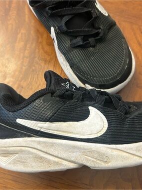 Little Boys Nike Black Sneakers with White Swoosh